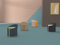 Tabouret de réception en cuir mobile au design élégant, pouf ottoman, chaise