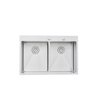 Évier de cuisine double en acier inoxydable 304, finition brossée, anti-rayures, avec grille de rinçage inférieure pour cuisine moderne
