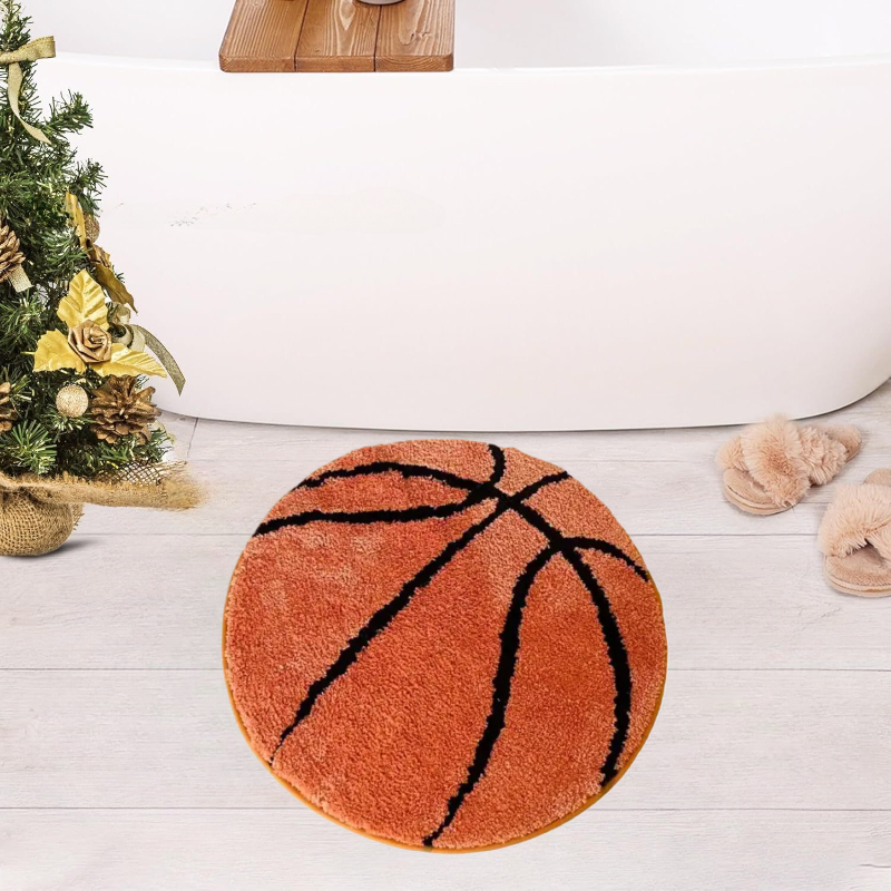 Tapis De Basket En Velours Cristal - Motif Terrain Sportif, Antidérapant, Pour Chambre Et Salle De Jeux