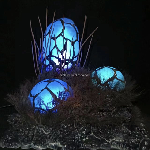 Outdoor Street Resin Pre-lit Giant 3d Christmas Dream Forest Series Custom LED Motif Light Show Dinosaur Egg Lamp