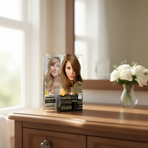 ยาสีย้อมผมถาวร ทาเดอร์ ฟาร์มา วี-คัลเลอร์ 703 สีบลอนด์กลางธรรมชาติ โกลเด้น ปราศจากแอมโมเนีย ผสมทองเหลืองเหลวและน้ำมันดอกไม้ - Product Image 3