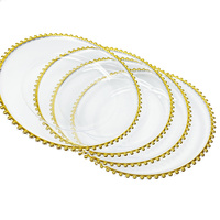 Assiettes de Mariage 33 cm Or Récif, Assiettes de Présentation en Plastique pour Dîner, Rondes Décoratives