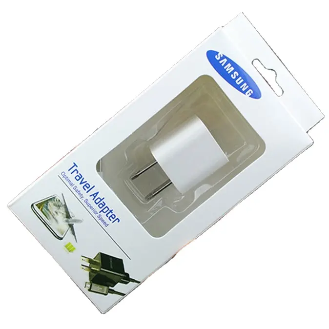 Бумажные коробки с логотипом под заказ для адаптера мобильного телефона с окошком оптовая продажа упаковочная коробка для дорожного зарядного устройства