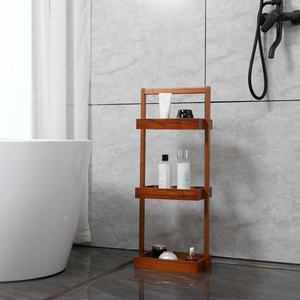 3-Tier Teak doccia Caddy Organizer angolo in piedi mensola maniglia da bagno cesto per <span class=keywords><strong>Shampoo</strong></span> Rack per bagno ufficio cucina di stoccaggio - Product Image 3