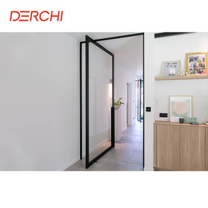 Porta Pivotante in Vetro Nero Moderna Stile Francese a Doppio Vetro per Ingresso Hotel - Product Image 6