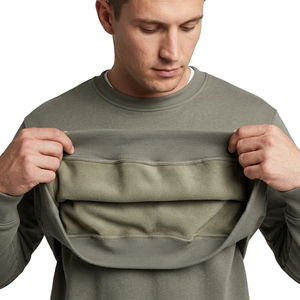 Sweat-shirts à capuche oversize pour la gym, fabrication Bangladesh, 500 pièces, vert olive, épaules tombantes, poids lourd, manches classiques, tricoté, hiver - Product Image 6