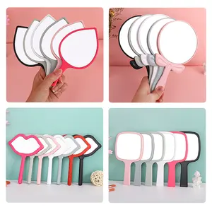 Miroir de maquillage de poche Miroir de courtoisie de maquillage avec poignée Miroir à main pour filles