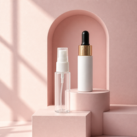 Vente directe usine – Flacon cosmétique transparent de 30 ml avec pompe pulvérisatrice, écologique, sérigraphie, bouchon à vis blanc en PET