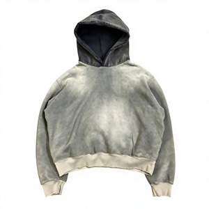 Oversized Hooded Crop <b>Sweatshirt</b> <b>Tie</b> <b>Dye</b> Fleece Unisex Regular Sleeve Autumn Knitted Polyester/Rayon Gradient Color 3D Pattern - Product Image 2