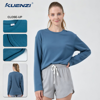 Camiseta de Manga Larga con Cuello Redondo de Algodón Mercerizado con Nitrógeno Líquido Kuenzi, 100% Algodón, 190 g/m², Talla Grande para Mujer