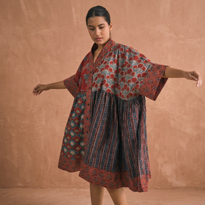 Handcrafted Digital Printing Floral Maxi A-Line <b>Kimono</b> Dress V-Neck Short Sleeve Natural Waist <b>Lace</b> Ethnic Casual Party Wear - Product Image 2