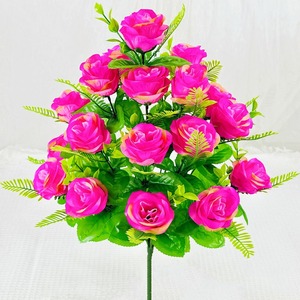 Ramo de <span class=keywords><strong>flores</strong></span> rosas artificiales de seda de 18 cabezas arreglo de ramo de rosas de imitación para <span class=keywords><strong>cementerio</strong></span> - Product Image 3