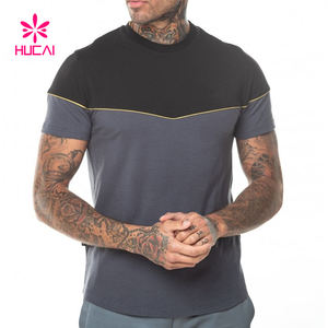 T-shirt col montant pour homme, en coton Spandex, vente en gros, à la mode - Product Image 1