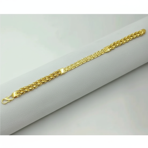 Bracelet pour homme en or massif, large, à maillons cubains avec motif taillé en diamant, style hip-hop, bijoux - Product Image 2