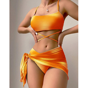 Custom Women 3 Pieces Maillots De Bain <strong>Swimming</strong> <strong>Costume</strong> Bikini Female Bathing Suits Sexy Swimsuit Beachwear With Cover up - Product Image 4