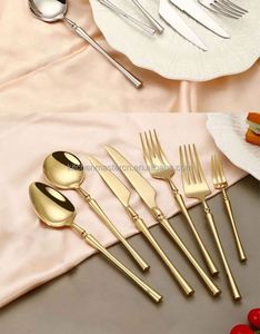 Juego de cubiertos de acero inoxidable dorado, cuchillo, tenedor, cuchara, cubertería para boda, juego de viaje, cubiertos dorados y plateados - Product Image 2