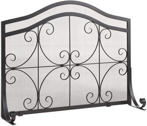 ฉากกั้นเตาผิงเหล็กสีดำแบบวินเทจ ลายฉลุโค้ง แข็งแรง ทนทาน เหมาะสำหรับบ้านสไตล์ยุโรปและอเมริกา ใช้ตกแต่งและป้องกันไฟ - Product Image 3