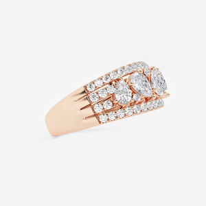 Anillo de Joyería Fina de Oro de 14K y 18K con Diamantes Cultivados en Laboratorio de 1 1/2 CTW, Diseño Moderno con Perlas y Diamantes Redondos Alternados para Mujer - Product Image 2