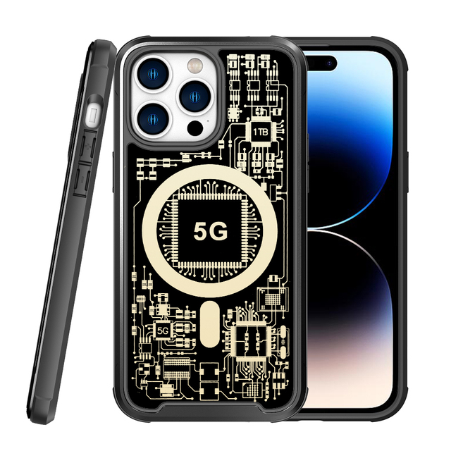 2022 Fashion Style for iPhone 14 5G Black Gold Magnet Mobile Case Wireless Charging Magnetic Phone Cover for iPhone 14 Pro Max
