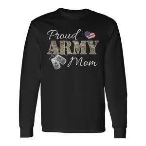 T-shirt a maniche lunghe Proud Army Mom con stampa digitale girocollo per adulti donna - Product Image 1