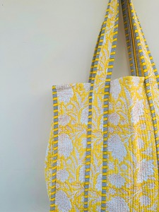 Premium Cotton Quilted Floral Block Print Tote <b>Bag</b> <b>Boho</b> Eco Friendly Handmade Shoulder Travel <b>Bag</b> - Product Image 2