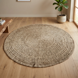 Home Basket Bali Bohemian-Tribal-Tropical Design Handmade Natural Agel/Palm <b>Round</b> <b>Carpet</b> - Product Image 3