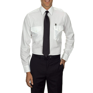 Camisas de Piloto Masculinas com Logo Personalizado, Excelente Acabamento, Manga Longa, Azul e Branco, 100% Algodão, Uniforme de Piloto - Product Image 4