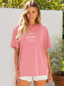 Camiseta de Algodón Grueso de 250 g/m², Lisa, Estampada, de Gran Tamaño, Personalizable, Estilo Urbano, para Mujer, Venta al Por Mayor OEM - Product Image 6