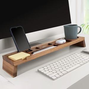 Wooden Desktop Storage Rack With Cup Holders For Office <b>Computer</b> Desk Adjustable Shelf For Smartphones And <b>Accessories</b> - Product Image 1