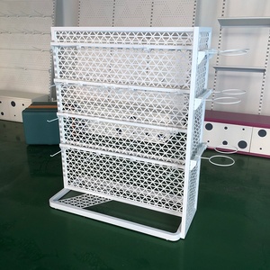 Tùy chỉnh màu trắng kim loại quần áo hiển thị giá đôi bên sàn Nắp mũ hiển thị đứng với móc và vòng bên cho cửa hàng bán lẻ - Product Image 4