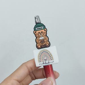 Силиконовые бусины-фокалы с двусторонним дизайном: мультяшные персонажи Starbucks Frappuccino Bear, Bluey, Stitch, Tom, Tigger для изготовления ручек - Product Image 2