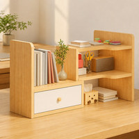 Organiseur de bureau en bois avec tiroir et étagères de rangement multi-niveaux pour la maison, le bureau, la salle d'étude et la chambre