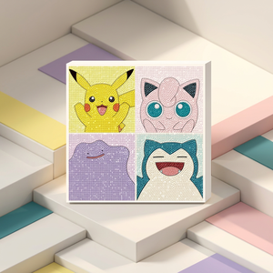 ชุดภาพวาดเพชรโปเกมอน พลาสติก แฮปปี้สไมล์ 25x25 ซม. งานฝีมือ DIY 5D แบบเต็มพื้นที่ ปักครอสติช ของขวัญสำหรับเด็ก ขายส่ง - Product Image 1