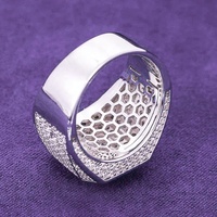 Bague Chevalière Homme en Argent Sterling 925 avec Triple Halo et Grappe de Moissanite GRA D Color Bling Iced Out, Passe le Testeur de Diamant