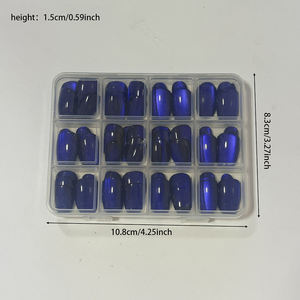 เล็บปลอมอะ<span class=keywords><strong>ค</strong></span>ริ<span class=keywords><strong>ลิ</strong></span><span class=keywords><strong>ค</strong></span>แบบกดติด 144 ชิ้น สีน้ำเงินรอยัล ทรงรี ปลายเล็บทรงอัลมอนด์ ประดับกลิตเตอร์ ทำมือ ลายตาแมว ชุดเล็บปลอม - Product Image 5