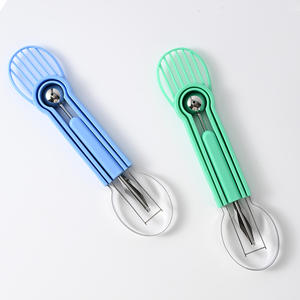 Ensemble d'outils multifonctions pour fruits, 3 pièces, trancheuse, cuillère, coupe-fruits en acier inoxydable pour pastèque, fruit du dragon, kiwi, bleu vert - Product Image 3
