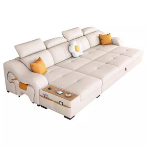 Luxury Modern Multi-Functional Leather <strong>Sofa</strong> <strong>Bed</strong> with Storage, Charging Port and Speakers for Stylish Urban Living Rooms - Product Image 1