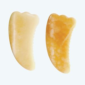 Masseur facial anti-rides en jade en forme de corne, logo personnalisé Guasha, outil en jade jaune pour le corps - Product Image 2