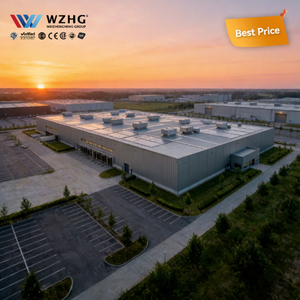 โรงเก็บของโครงสร้างเหล็กสำเร็จรูปพร้อมคานเหล็กทรง H แข็งแรง สำหรับใช้ในโรงงานอุตสาหกรรม อายุการใช้งาน 50 ปี - Product Image 1