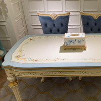 Table de salle à manger style shabby chic, romantique, vintage, peinte à la main, à motifs floraux, à bords festonnés, pour cuisine, bistrot, café, appartement