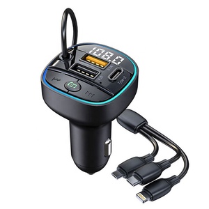 Carro <span class=keywords><strong>Bluetooth</strong></span> 5.3 Transmissor FM MP3 <span class=keywords><strong>Player</strong></span> Receptor De Áudio 22.5W QC3.0 USB Carregamento Rápido Handsfree Car Kit Modulador FM - Product Image 1