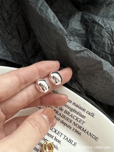 DUX18-Z French Niche Design Metal Beanie <b>Earrings</b> S925 Silver Needle Minimalist Daily <b>Gold</b> Plated Stainless Steel Jewelry - Product Image 4