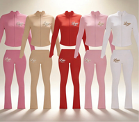 Ensemble 2 pièces long pour femme, respirant et élastique, avec broderie 3D, en Spandex/Coton, pour le sport, le yoga et les loisirs, idéal pour l'été