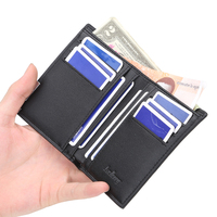 Baellerry Klasik PU Kulit Pendek Dompet untuk Pria, Pria Besi Logam Edge Kartu Case Pemegang