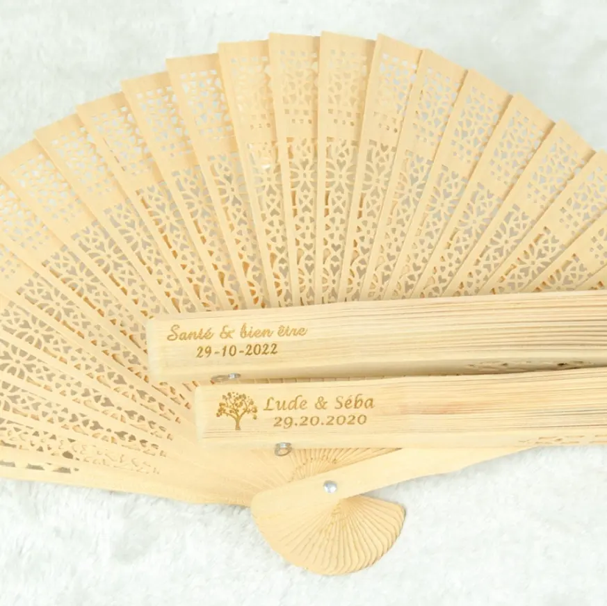 2023 Günstige Großhandel Hotel Hochzeit Souvenir Bambus Handheld Fan Benutzer definierte Holz Hand Fan