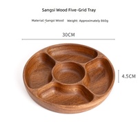 Plateau de rangement en bois haut de gamme, style rond chinois, à 5 compartiments, avec couvercle, pour noix, bonbons et thé, pour table