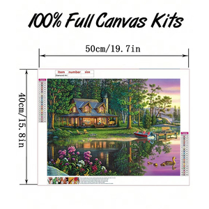 ديي 40x50 اللوحة على ضفاف النهر الماس جولة كاملة 5D مشهد الاكريليك اللوحة الماس لديكور المنزل - Product Image 2