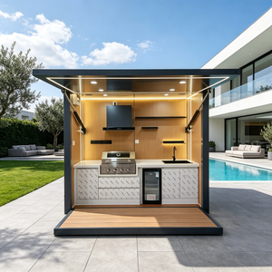 Pergola de jardin moderne en acier, structure rectangulaire personnalisable, durable, pour cuisine extérieure, gazebo, patio, protection solaire, garantie 1 an, villa - Product Image 3