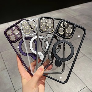 Custodia per Telefono con Supporto in Metallo Placcato Oro, Lente Protettiva Completa, Trasparente con Chiusura Magnetica per <span class=keywords><strong>iPhone</strong></span> 12 <span class=keywords><strong>13</strong></span> 14 15 16 17 Pro Max - Product Image 2