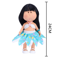 Poupée Bébé en Vinyle Souple de 24 cm avec 2 Tenues, Cheveux Longs, Jouet de Mode pour Jeu d'Imitation, Poupée Fille Mignonne, Cadeau de Vacances pour Enfants
